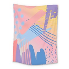 Abstract Lines Dots Pattern Purple Pink Blue Medium Tapestry