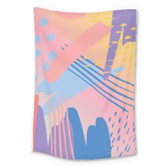 Abstract Lines Dots Pattern Purple Pink Blue Large Tapestry