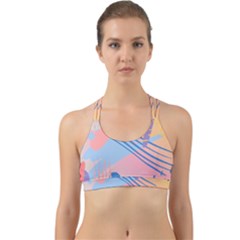 Abstract Lines Dots Pattern Purple Pink Blue Back Web Sports Bra