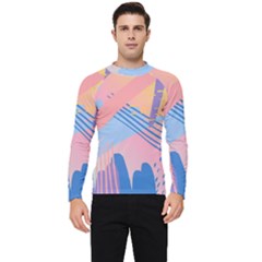 Abstract Lines Dots Pattern Purple Pink Blue Men s Long Sleeve Rash Guard