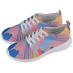 Abstract Lines Dots Pattern Purple Pink Blue Men s Lightweight Sports Shoes