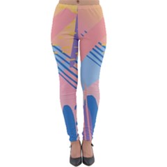 Abstract Lines Dots Pattern Purple Pink Blue Lightweight Velour Leggings