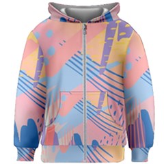 Abstract Lines Dots Pattern Purple Pink Blue Kids  Zipper Hoodie Without Drawstring