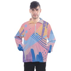 Abstract Lines Dots Pattern Purple Pink Blue Men s Half Zip Pullover