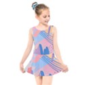 Abstract Lines Dots Pattern Purple Pink Blue Kids  Skater Dress Swimsuit View1