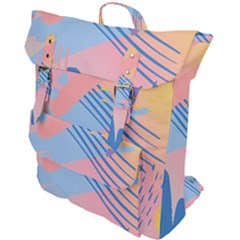 Abstract Lines Dots Pattern Purple Pink Blue Buckle Up Backpack