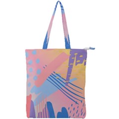 Abstract Lines Dots Pattern Purple Pink Blue Double Zip Up Tote Bag by Maspions