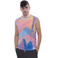 Abstract Lines Dots Pattern Purple Pink Blue Men s Regular Tank Top