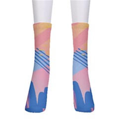 Abstract Lines Dots Pattern Purple Pink Blue Crew Socks by Maspions