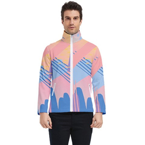 Abstract Lines Dots Pattern Purple Pink Blue Men s Bomber Jacket by Maspions