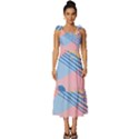 Abstract Lines Dots Pattern Purple Pink Blue Tie-Strap Tiered Midi Chiffon Dress View1