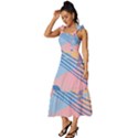 Abstract Lines Dots Pattern Purple Pink Blue Tie-Strap Tiered Midi Chiffon Dress View2