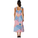 Abstract Lines Dots Pattern Purple Pink Blue Tie-Strap Tiered Midi Chiffon Dress View4