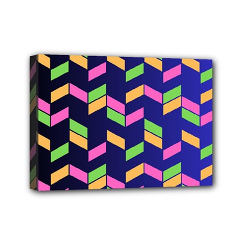 Background Pattern Geometric Pink Yellow Green Mini Canvas 7  X 5  (stretched)