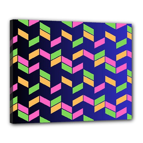 Background Pattern Geometric Pink Yellow Green Canvas 20  X 16  (stretched)