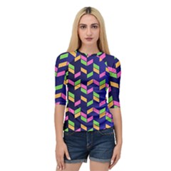 Background Pattern Geometric Pink Yellow Green Quarter Sleeve Raglan T-shirt