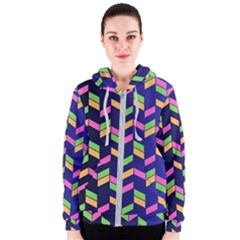 Background Pattern Geometric Pink Yellow Green Women s Zipper Hoodie