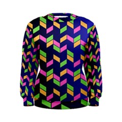 Background Pattern Geometric Pink Yellow Green Women s Sweatshirt