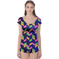 Background Pattern Geometric Pink Yellow Green Boyleg Leotard 