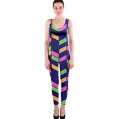 Background Pattern Geometric Pink Yellow Green One Piece Catsuit