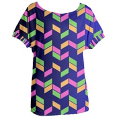 Background Pattern Geometric Pink Yellow Green Women s Oversized T-shirt