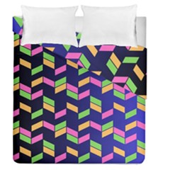 Background Pattern Geometric Pink Yellow Green Duvet Cover Double Side (queen Size)