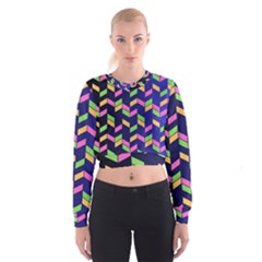 Background Pattern Geometric Pink Yellow Green Cropped Sweatshirt