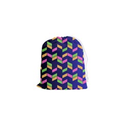 Background Pattern Geometric Pink Yellow Green Drawstring Pouch (xs)