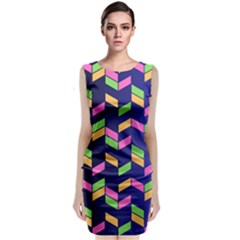 Background Pattern Geometric Pink Yellow Green Classic Sleeveless Midi Dress