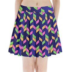 Background Pattern Geometric Pink Yellow Green Pleated Mini Skirt