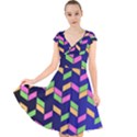 Background Pattern Geometric Pink Yellow Green Cap Sleeve Front Wrap Midi Dress View1