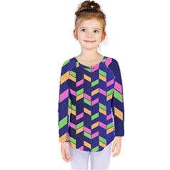 Background Pattern Geometric Pink Yellow Green Kids  Long Sleeve T-shirt