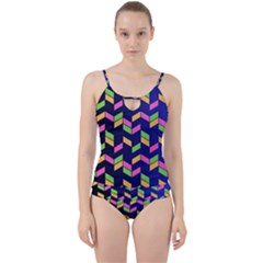 Background Pattern Geometric Pink Yellow Green Cut Out Top Tankini Set