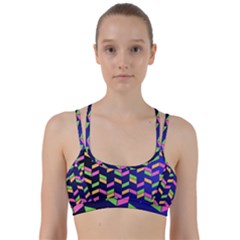 Background Pattern Geometric Pink Yellow Green Line Them Up Sports Bra