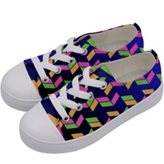 Background Pattern Geometric Pink Yellow Green Kids  Low Top Canvas Sneakers