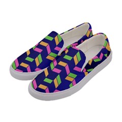 Background Pattern Geometric Pink Yellow Green Women s Canvas Slip Ons