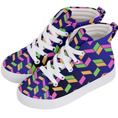 Background Pattern Geometric Pink Yellow Green Kids  Hi-top Skate Sneakers