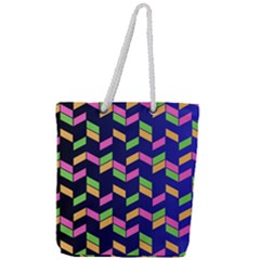 Background Pattern Geometric Pink Yellow Green Full Print Rope Handle Tote (large)