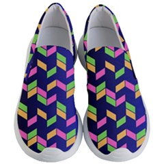 Background Pattern Geometric Pink Yellow Green Women s Lightweight Slip Ons