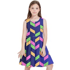 Background Pattern Geometric Pink Yellow Green Kids  Skater Dress