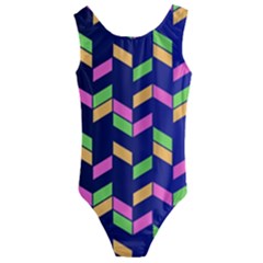 Background Pattern Geometric Pink Yellow Green Kids  Cut-out Back One Piece Swimsuit