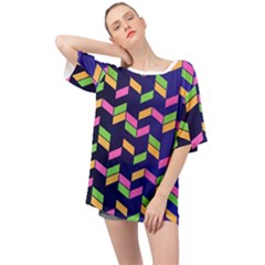 Background Pattern Geometric Pink Yellow Green Oversized Chiffon Top