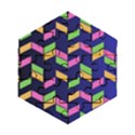 Background Pattern Geometric Pink Yellow Green Wooden Puzzle Hexagon View1