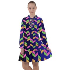 Background Pattern Geometric Pink Yellow Green All Frills Chiffon Dress