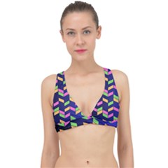 Background Pattern Geometric Pink Yellow Green Classic Banded Bikini Top