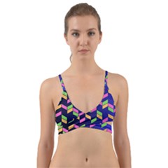 Background Pattern Geometric Pink Yellow Green Wrap Around Bikini Top