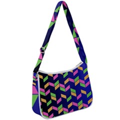 Background Pattern Geometric Pink Yellow Green Zip Up Shoulder Bag by Maspions