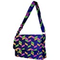 Background Pattern Geometric Pink Yellow Green Full Print Messenger Bag (L) View1