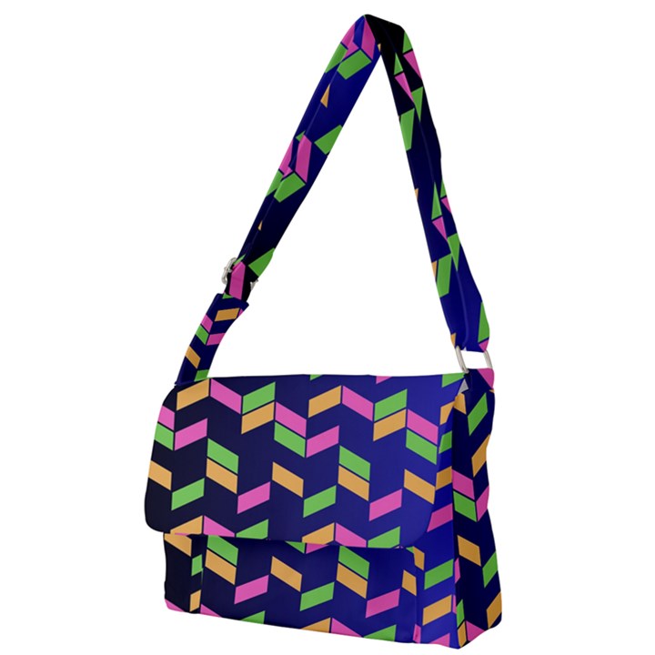 Background Pattern Geometric Pink Yellow Green Full Print Messenger Bag (L)