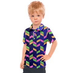 Background Pattern Geometric Pink Yellow Green Kids  Polo T-shirt